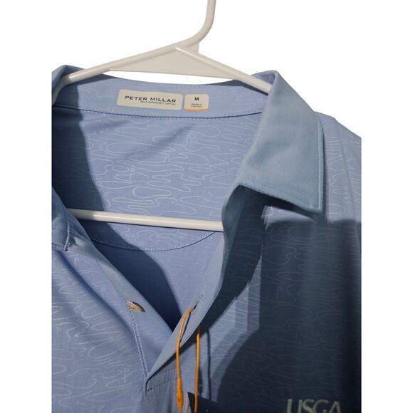 Peter Millar Polo Men XL Blue Featherweight Course Camo Polo Performance UPF50+ - Picture 2 of 5